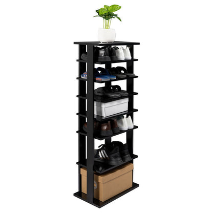 ALICIAN 7-layer Wooden Shoe Rack Storage Mount Household Furniture Room Organizer Black