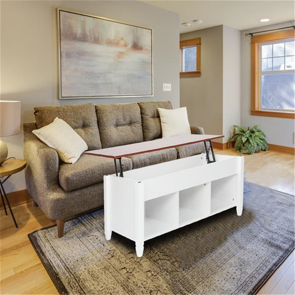 AMYOVE Coffee Table Lift Top Wood Home Living Room Storage White