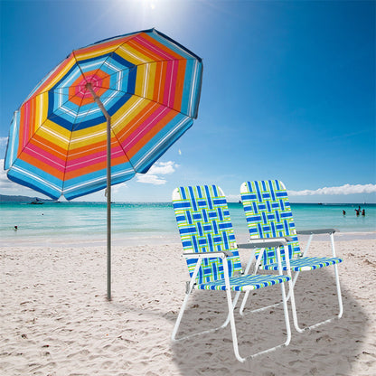 ALICIAN 2pcs Strip Beach Chair 120kg Folding Beach Seat Chair Blue