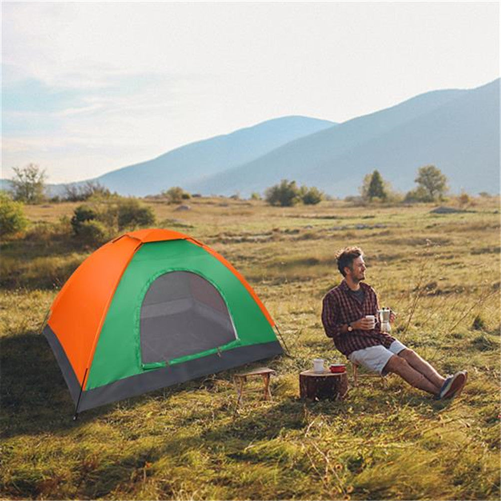 THBOXES 2 Person Tent Windproof Double Door Single Layer Camping Tent Green