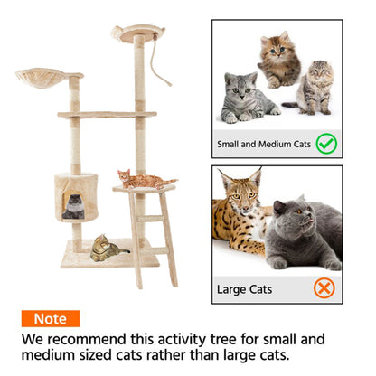 BEESCLOVER Multi-level Cat Tree Condo Cat Climbing Frame for Kittens Cats Pets Beige