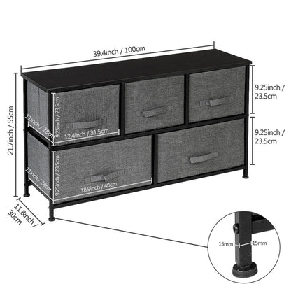 AMYOVE 2-layer Dresser 5-Drawer Storage Rack Household Organizer Furniture Dark Grey