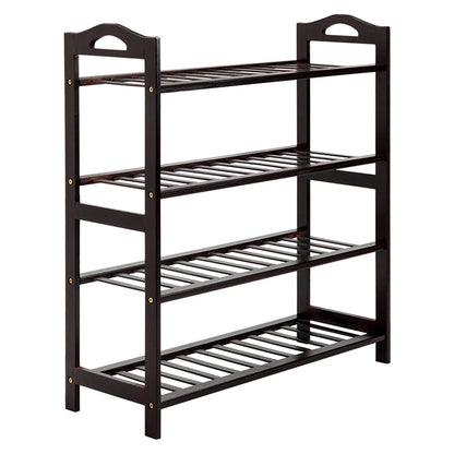 ALICIAN Bamboo Shoe Rack with Handles 12-batten 4 Tiers Multipurpose Coffee