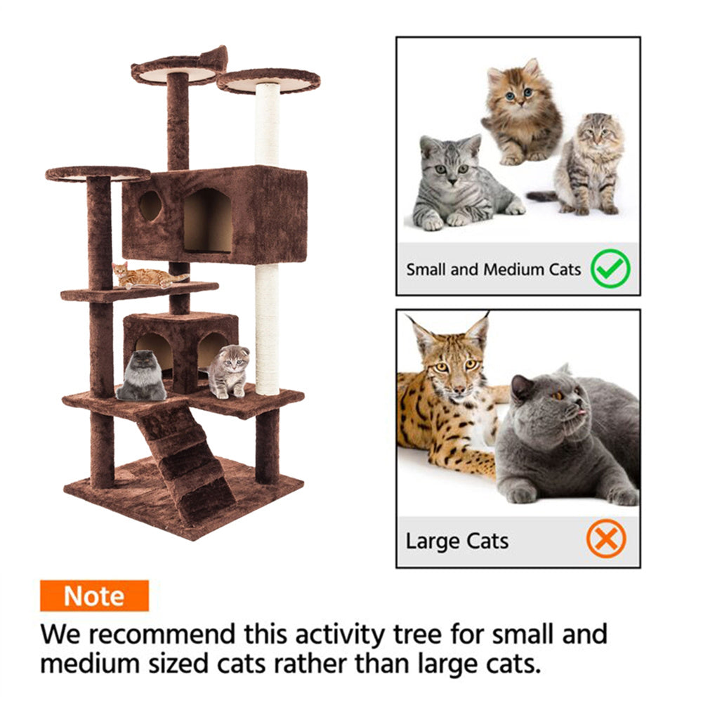 BEESCLOVER Multi-level Cat Tree Condo Furniture Cat Climbing Frame Kittens Cats Pets Brown