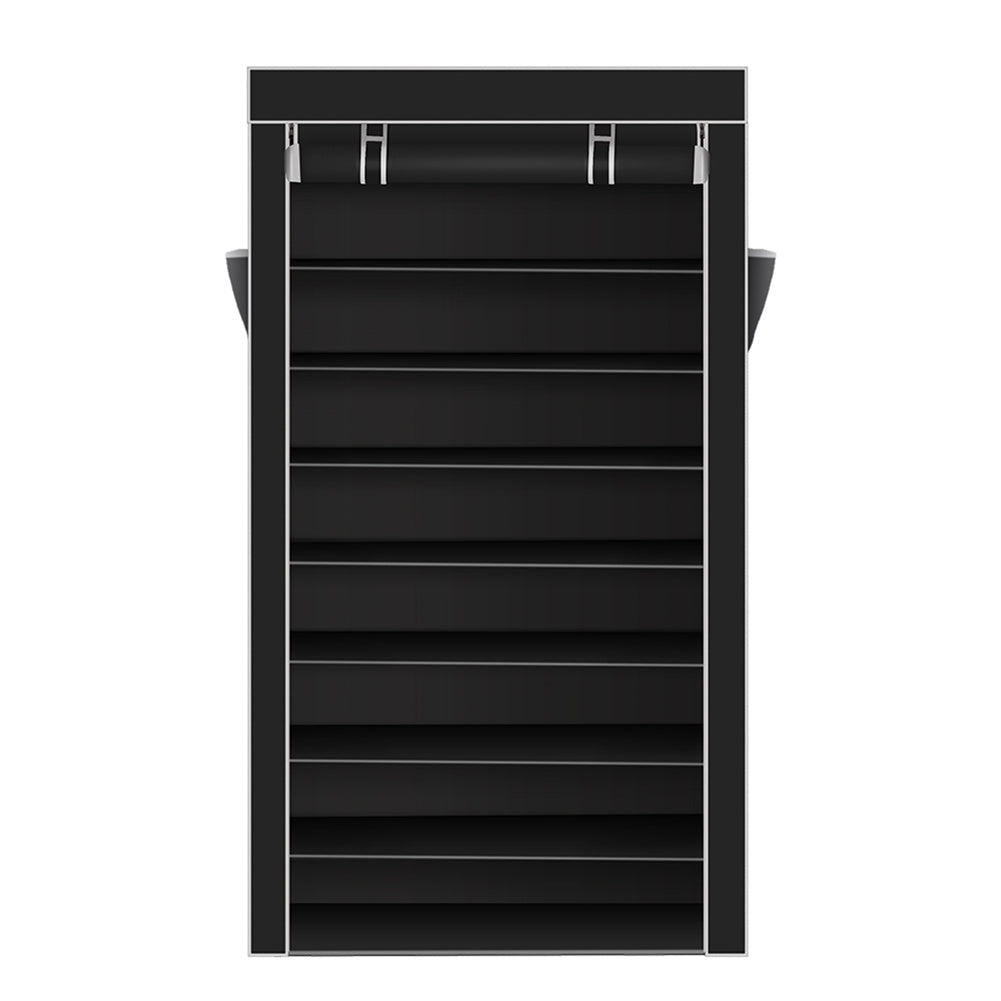 RONSHIN Shoe Rack 10 Layers Widened Black Shoe Cabinet 160*30*88 Black