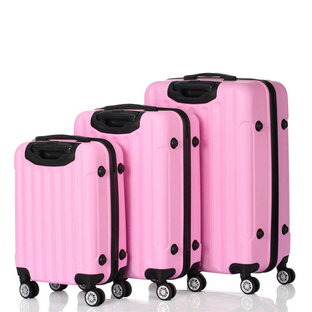 RONSHIN 3pcs 3-in-1 Large Capacity Traveling Storage Suitcase Pink