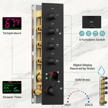 EVERSTEIN LED Thermostatic Shower Head System with Rough-in Valve