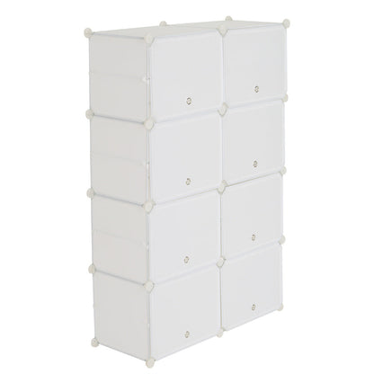 RONSHIN 2 Rows 7-tier 14 Grids Shoe Rack Organizer 40x30cm Cube Shoe Cabinet 72x32x122cm White