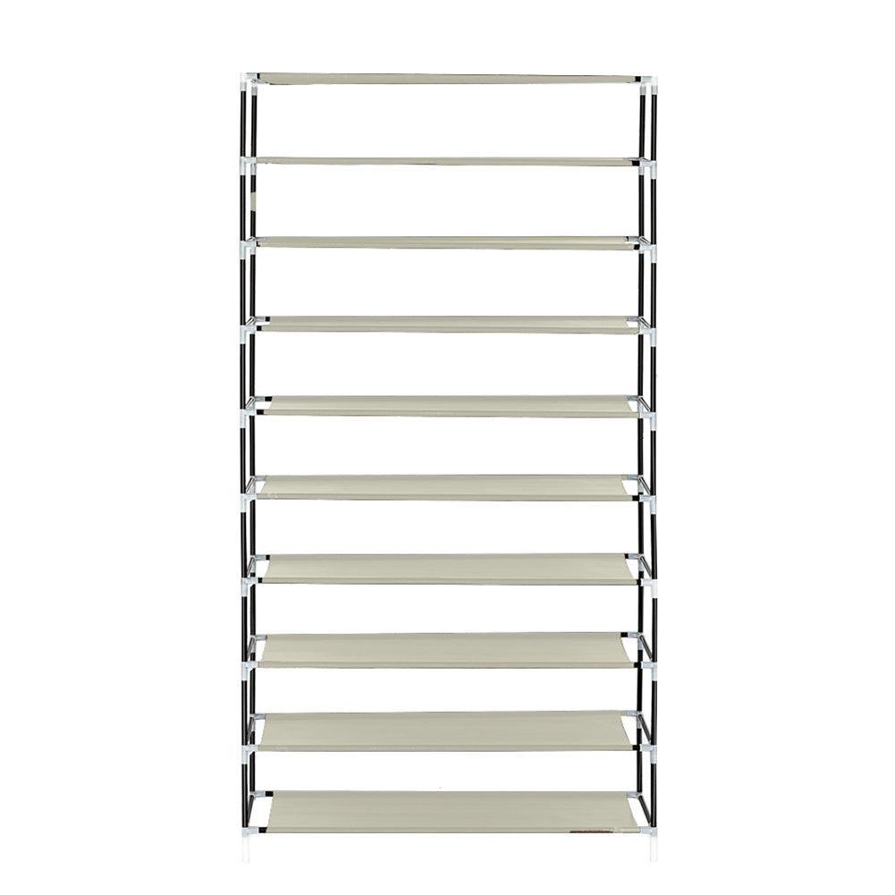 RONSHIN Shoe Rack 10 Layers Widened Black Shoe Cabinet 160*30*88 Beige