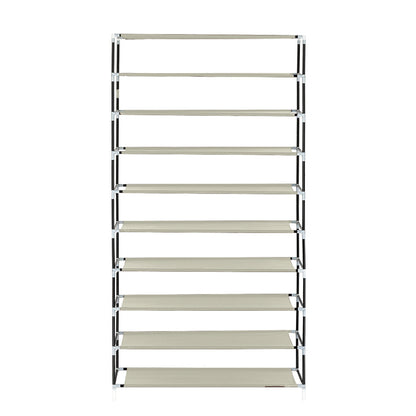 RONSHIN Shoe Rack 10 Layers Widened Black Shoe Cabinet 160*30*88 Beige