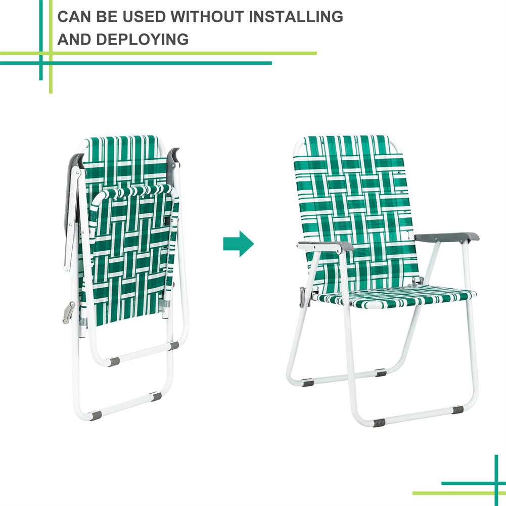 ALICIAN 2pcs Beach Chair Steel Tube Bearing 120kg Folding Beach Chair Light Green Stripes