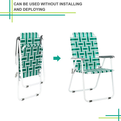 ALICIAN 2pcs Beach Chair Steel Tube Bearing 120kg Folding Beach Chair Light Green Stripes