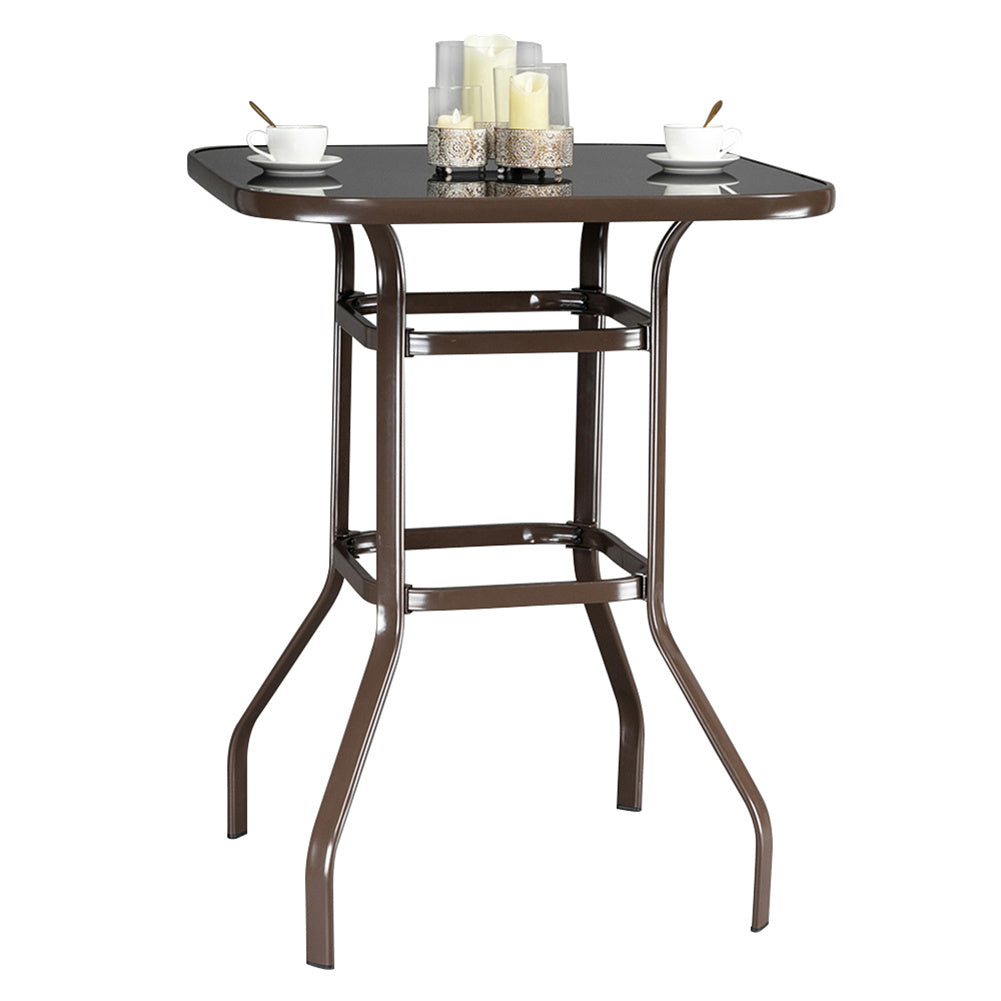 AMYOVE Bar Table Patio Table Bistro High Top Patio Table Outdoor Brown