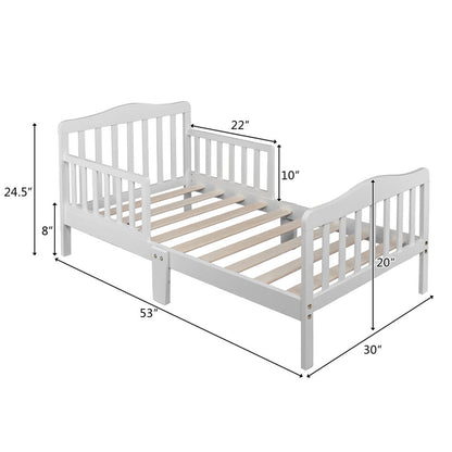 AMYOVE Wooden Baby Toddler Bed Pine Children Bedroom Furniture with Safety Guardrail