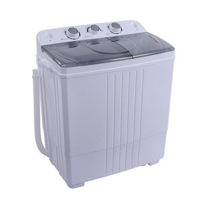 ZOKOP 16.5Lbs Semi-Automatic Washing Machine with Double Tub Grey