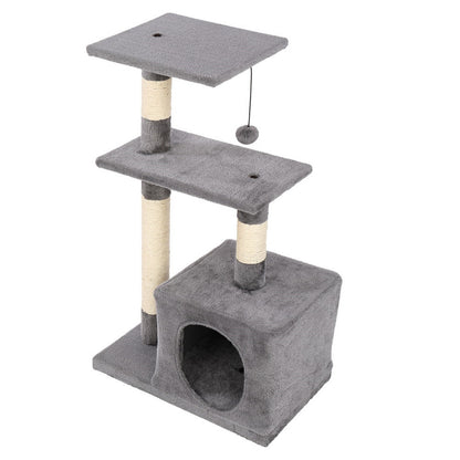 BEESCLOVER 32in Three-layer Cat Climbing Frame Pet Play Condo Grey