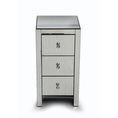 AMYOVE Mirrored Nightstand Bedside End Table with 3-Drawers for Bedroom Mini Cabinet