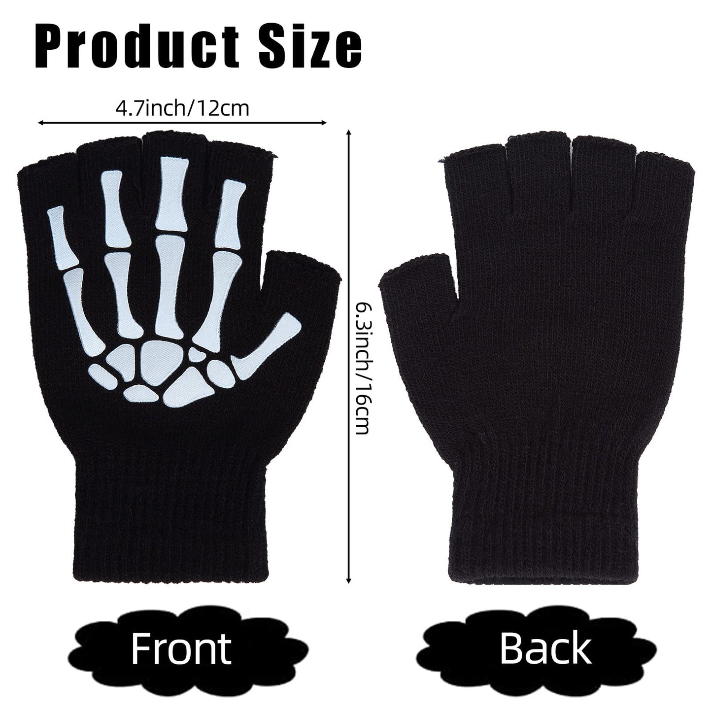 CYNDIE 3 Pairs Halloween Gloves Stretch Knitted Gloves