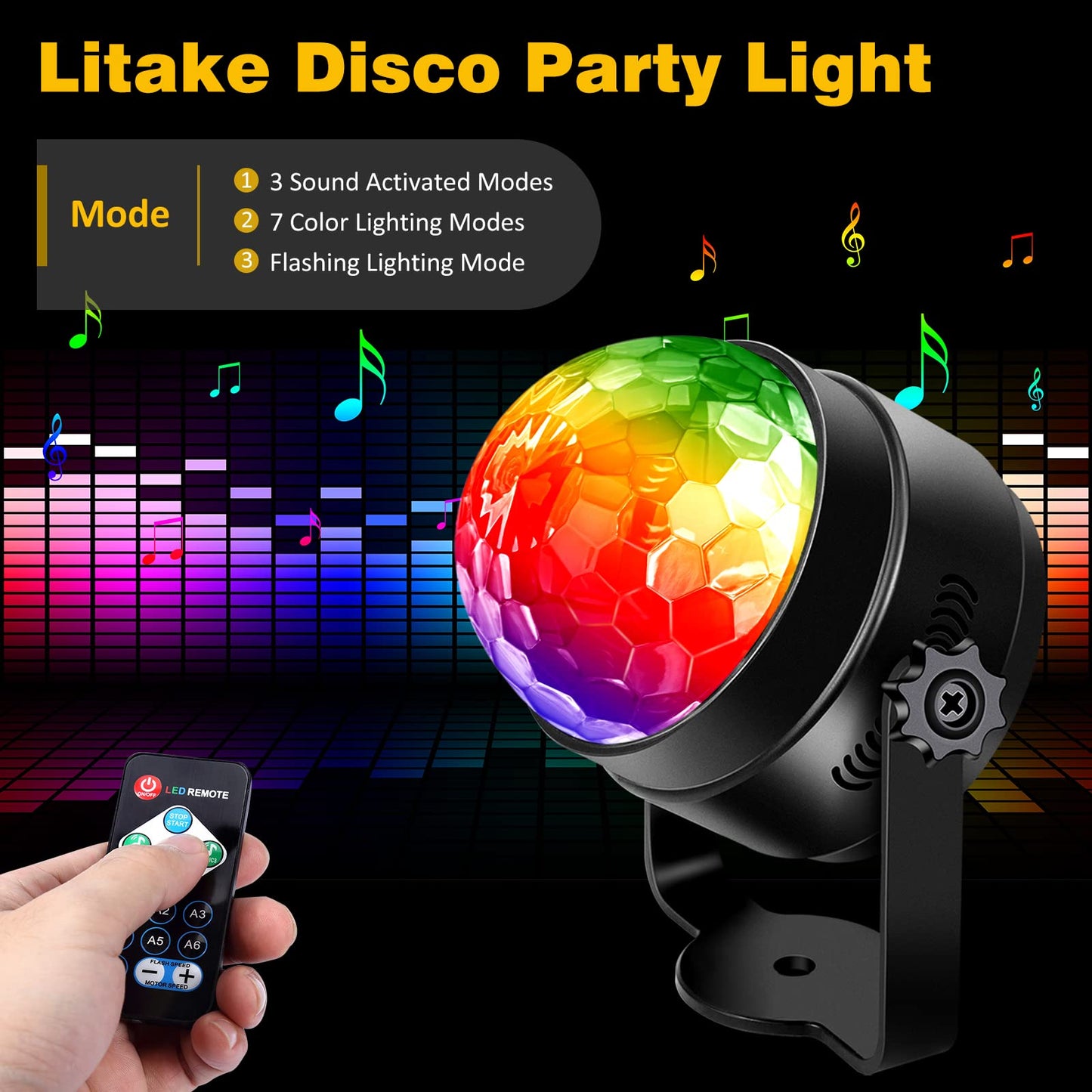 GARVEE 2Pcs Party Disco Ball Lights Sound Activated Strobe Lights for Home Party Room Dance Club