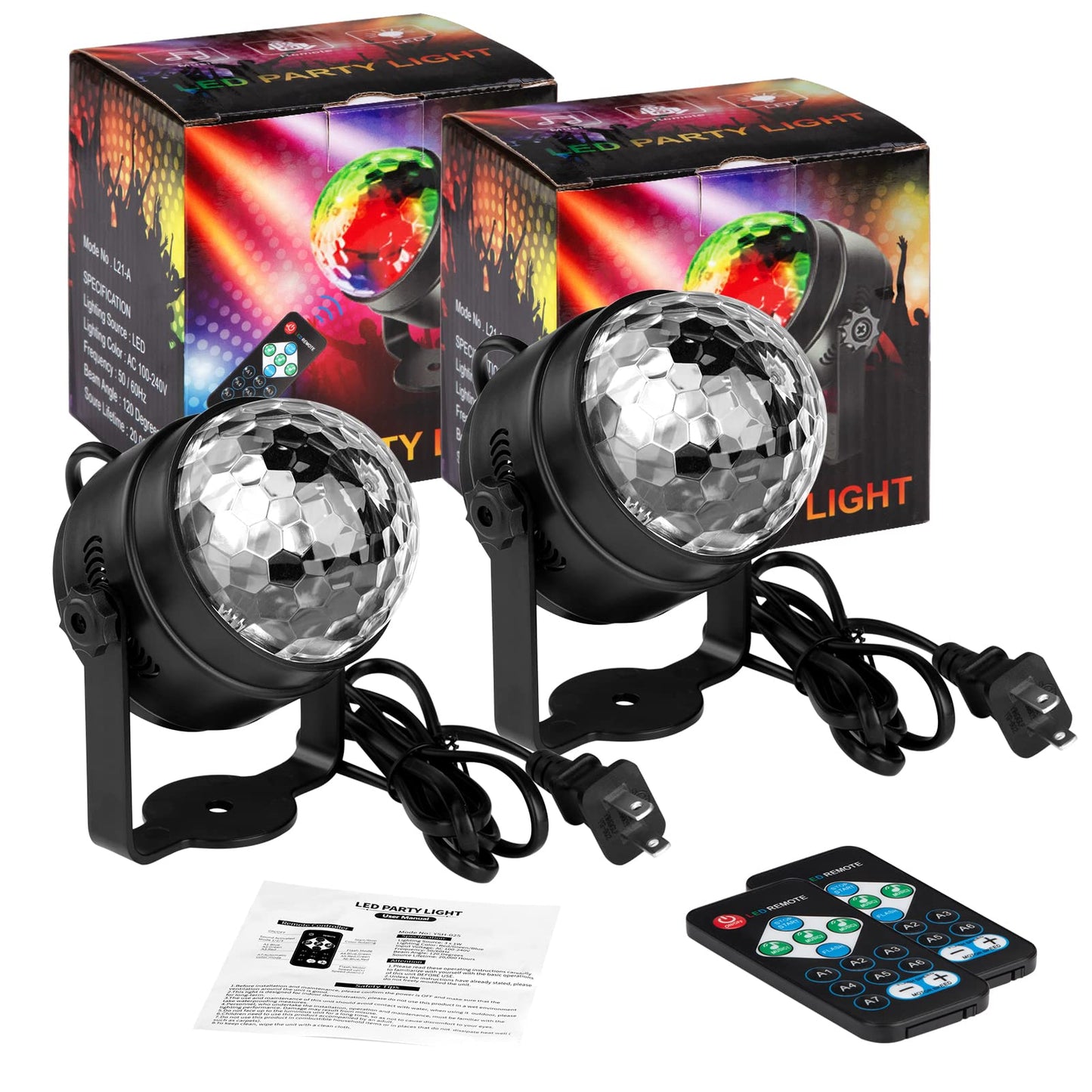 GARVEE 2Pcs Party Disco Ball Lights Sound Activated Strobe Lights for Home Party Room Dance Club