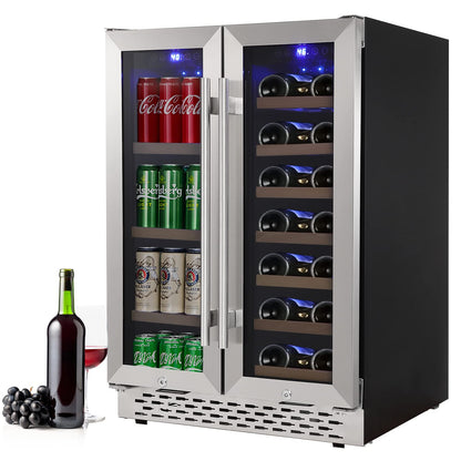 GARVEE 24 Inch Dual Zone Wine and Beverage Refrigerator Wine Cooler with 40 Bottles Wine Capacity