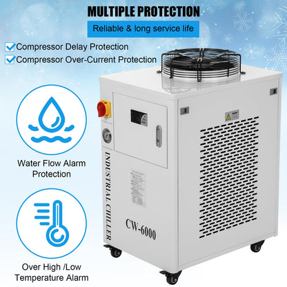 GARVEE 15L Industrial Water Chiller 0.73hp 8.7gpm CW-6000 Water Cooling System Water Cooler