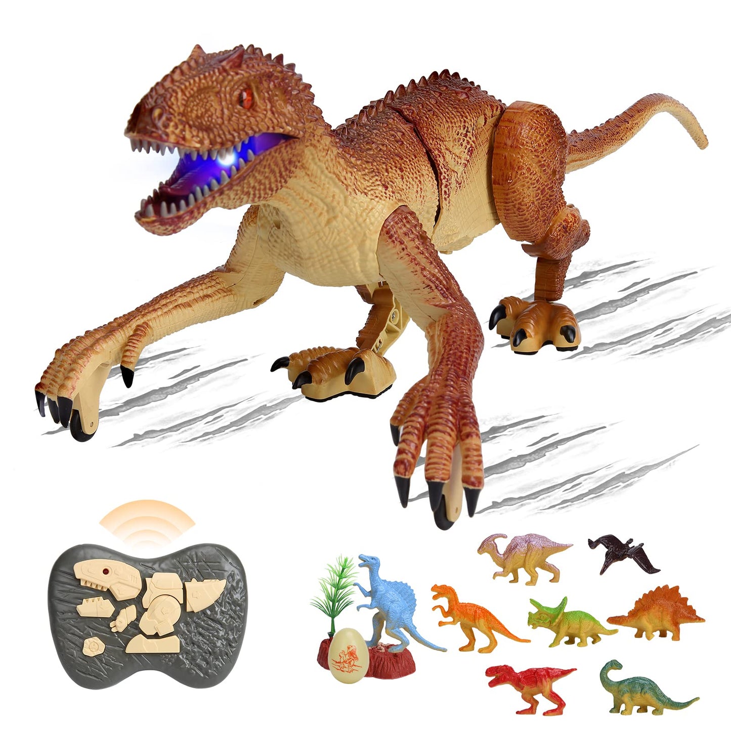 Remote Control Dinosaur Toys for Kids, Walking Robot Dinosaur Toy with Light and Sound 2.4Ghz Simulation Velociraptor, Dinosaur Toys for Boys Girls