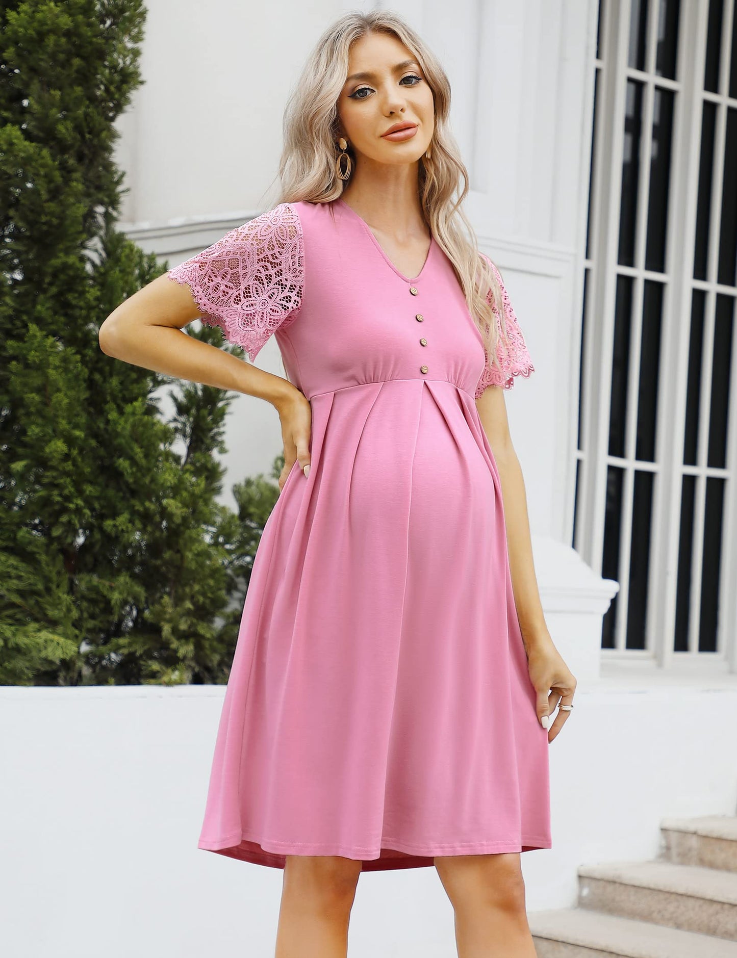 Maternity Dress Women's Off Shoulder Casual Midi Dress