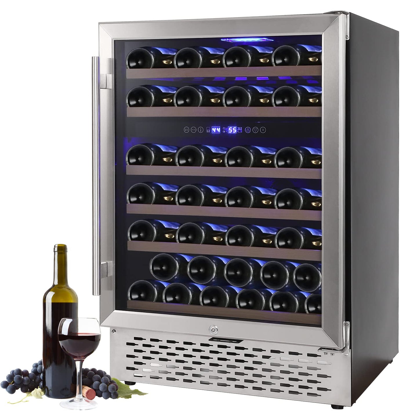 GARVEE Wine Cooler Refrigerator 51 Bottles Compressor Dual Zone Built-in Freestanding Fridge