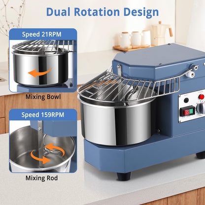 GARVEE Commercial Dough Mixer 8Qt Capacity 450W Dual Rotating Dough Kneading Machine with Stainless Steel Bowl