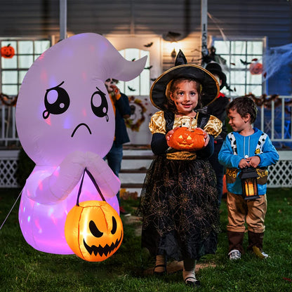 WHIZMAX 5FT Halloween Inflatable Cute Ghost with Pumpkin