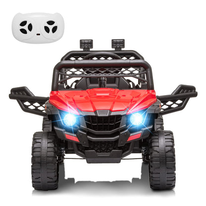 12V Kids Ride On Car Truck w/Parent Remote Control, Spring Suspension, LED Lights, AUX Port, Music (Red, no Tent)