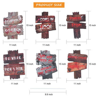 CYNDIE Halloween 6 Pack Beware Signs Yard Warning Signs