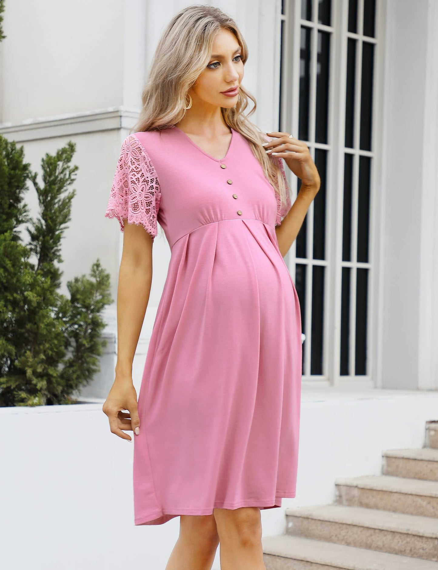 Maternity Dress Women's Off Shoulder Casual Midi Dress