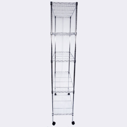 RONSHIN 5-Layer Iron Shelf with 1.5" Smooth Wheels Chrome Plated Storage Rack Organizer