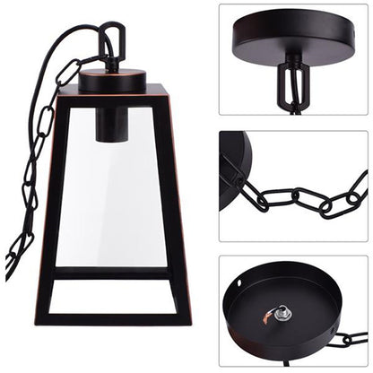 REDCOLOURFUL 110-240v Chandelier E26 Lantern Pendant Light for Dining Room Kitchen Hallway Black