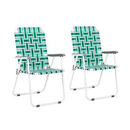 ALICIAN 2pcs Beach Chair Steel Tube Bearing 120kg Folding Beach Chair Light Green Stripes