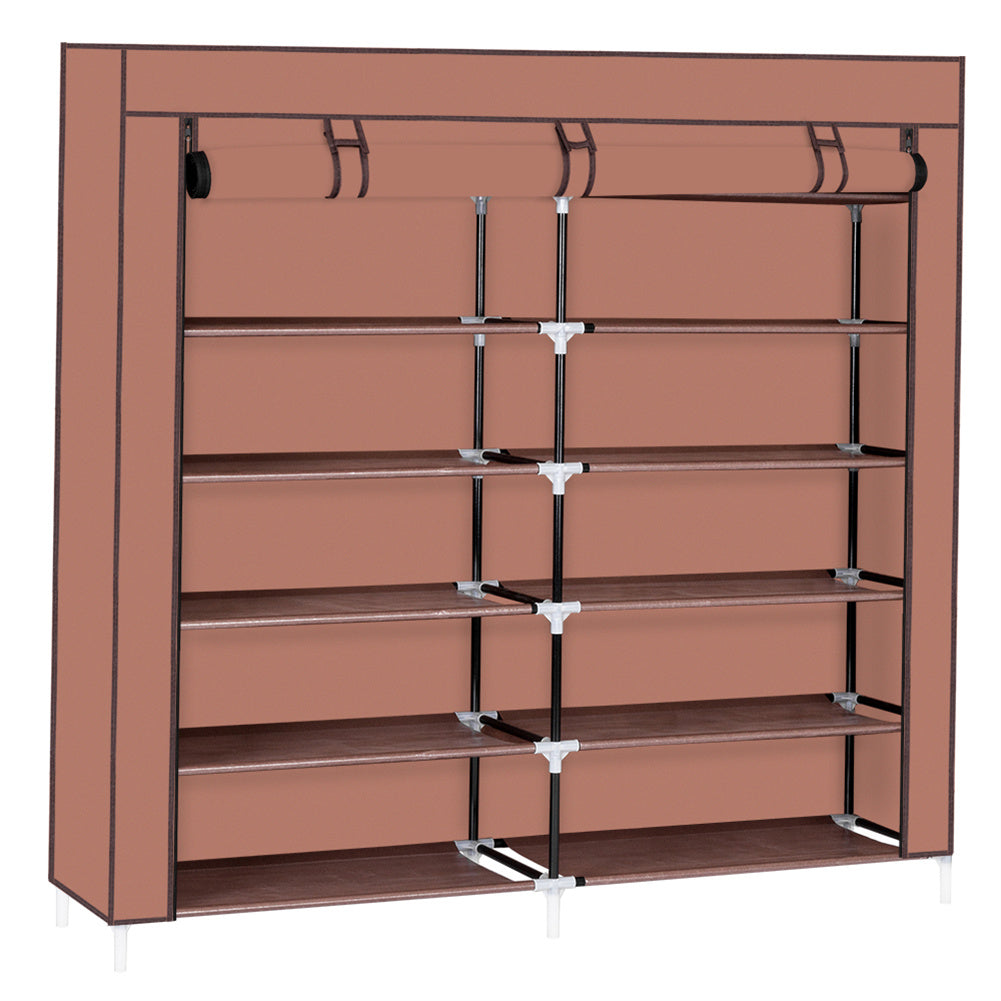 RONSHIN 7 Layers 14 Grids Shoe Rack Portable Shoe Cabinet Brown