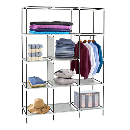 RONSHIN 69 Inches Assembled Cloth Wardrobe Non-woven Fabric High-Leg Storage Closet Clothes Organizer