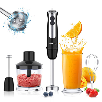 GARVEE 800W Immersion 5-in-1 Hand Blender 12 Speed Stainless Steel Stick Blender with Turbo Mode