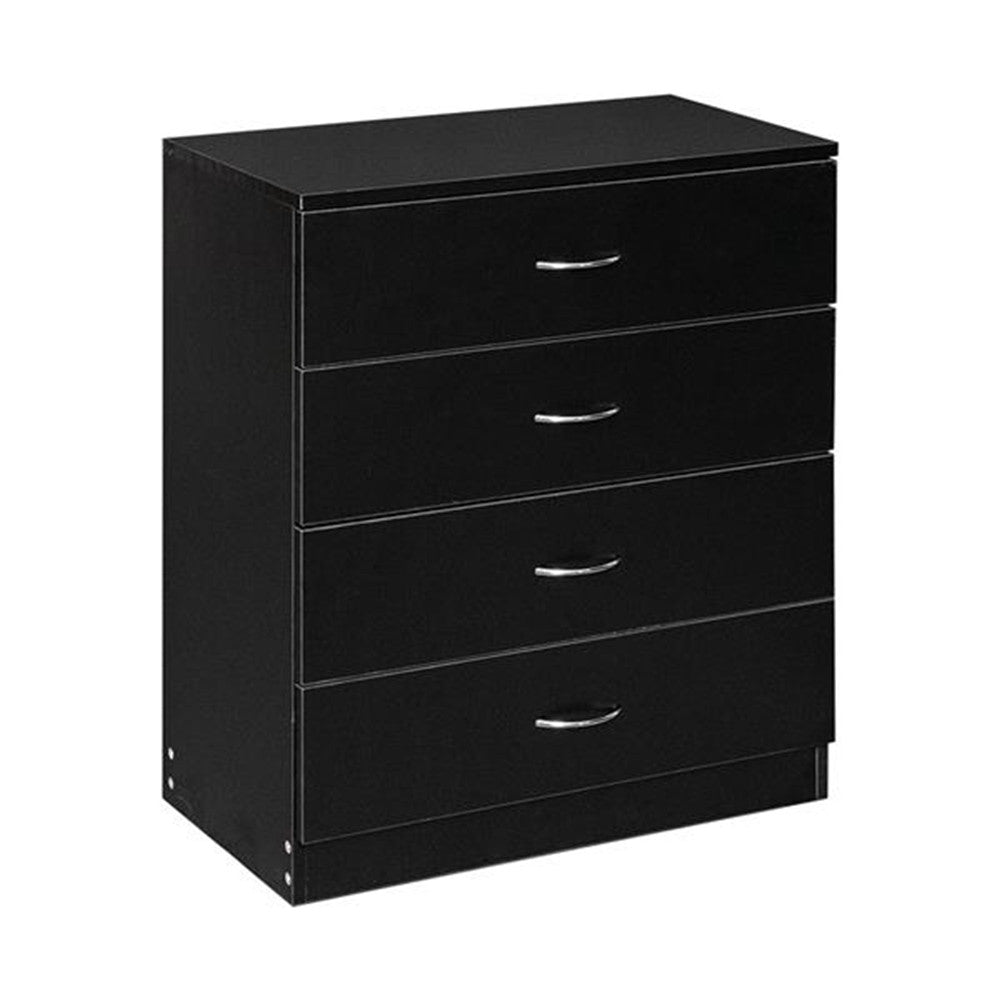 AMYOVE 4-Drawer Wooden Dresser Storage Cabinets with Handles Black