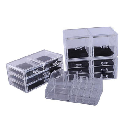 RONSHIN 4Pcs/Set Makeup Organizer Plastic Cosmetic Storage Drawers Display Box Transparent