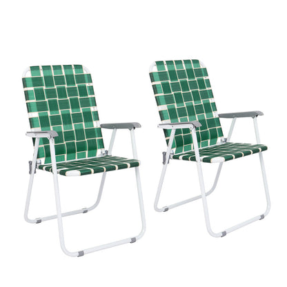 ALICIAN 2pcs Beach Chair Steel Tube Bearing 120kg Folding Beach Chair Dark Green Stripes