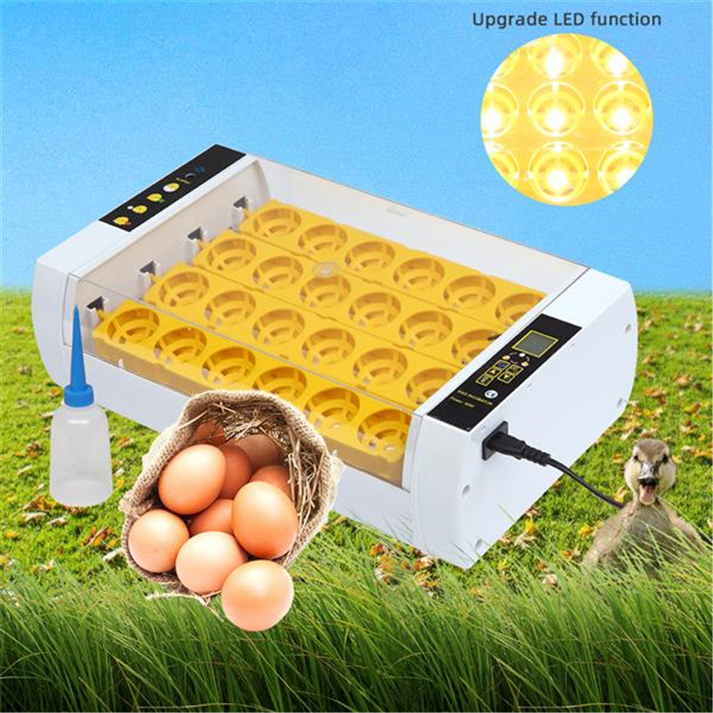 DISHYKOOKER Poultry Automatic Incubator for 24 Eggs with LED Egg Lighter Water Injector White