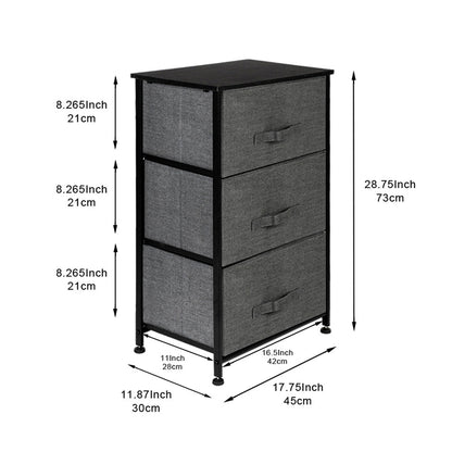 AMYOVE 3-layer Home Storage Dresser Bedside Cupboard Small Standing Organizer