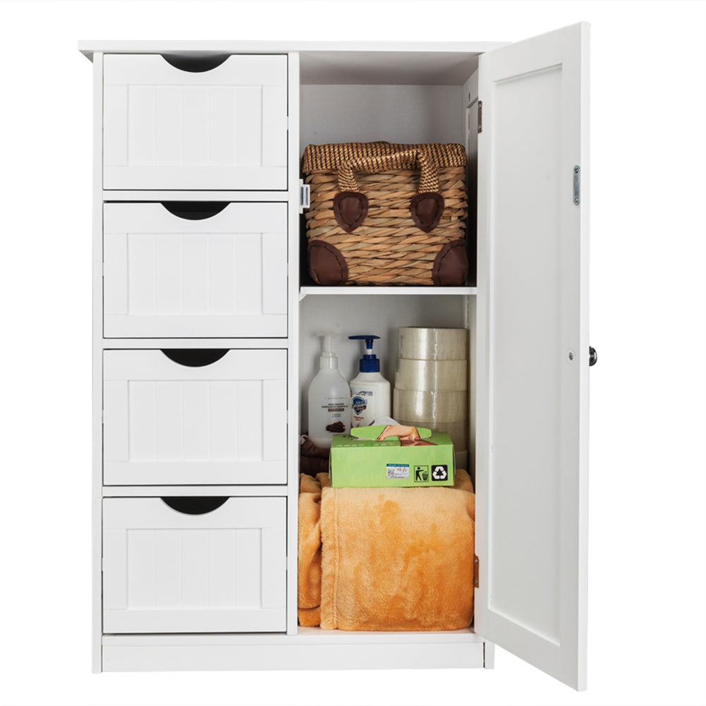 AMYOVE Single Door Bathroom Storage Cabinet with 4 Drawers Waterproof Lightweight