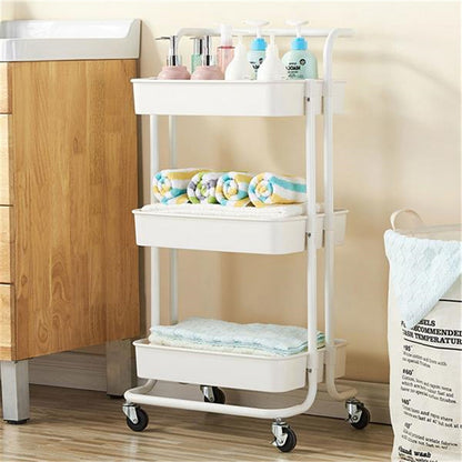 RONSHIN 3 Layers Storage Cart for Kitchen Bedroom Milk White