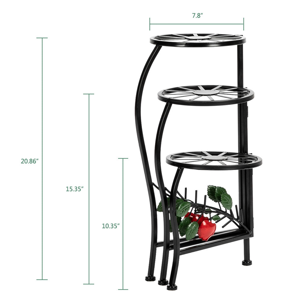 ALICIAN 3-tierd Flower Pot Stand Lacquer Painted Metal Black