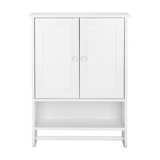 AMYOVE 2-Door Bathroom Wall Cabinet Cupboard 65x48.7x14.6cm White