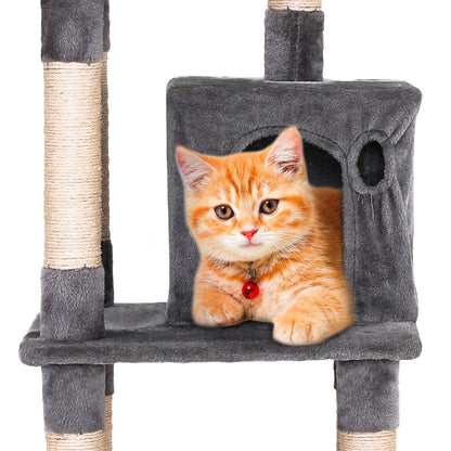 BEESCLOVER Cat Tree Toy Plush Indoor Multistory Cat Tree Toys Cat Climbing Frame Toy Grey